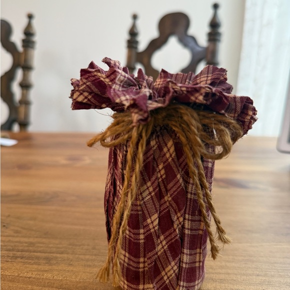 Other - Plaid Burgundy Fabric Drawstring Sachet glass jar decor